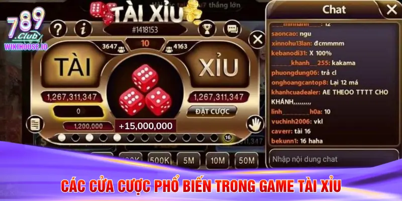 Luật Chơi Tài Xỉu Chi Tiết Tại Cổng Game Đổi Thưởng 789Club 3 Các cửa cược phổ biến trong game tài xỉu